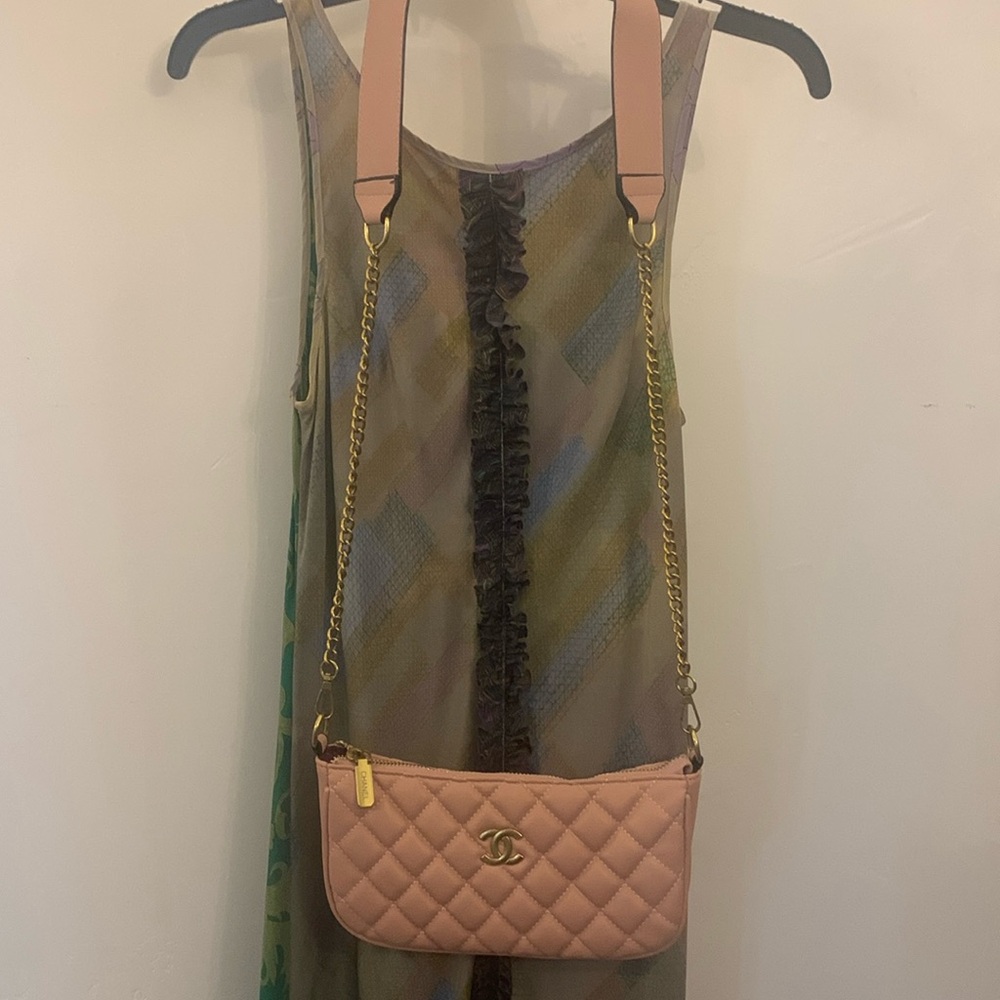 Pink quilted crossbody bag